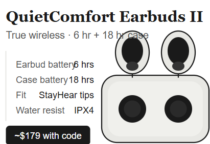 Bose QuietComfort Earbuds II with charging case